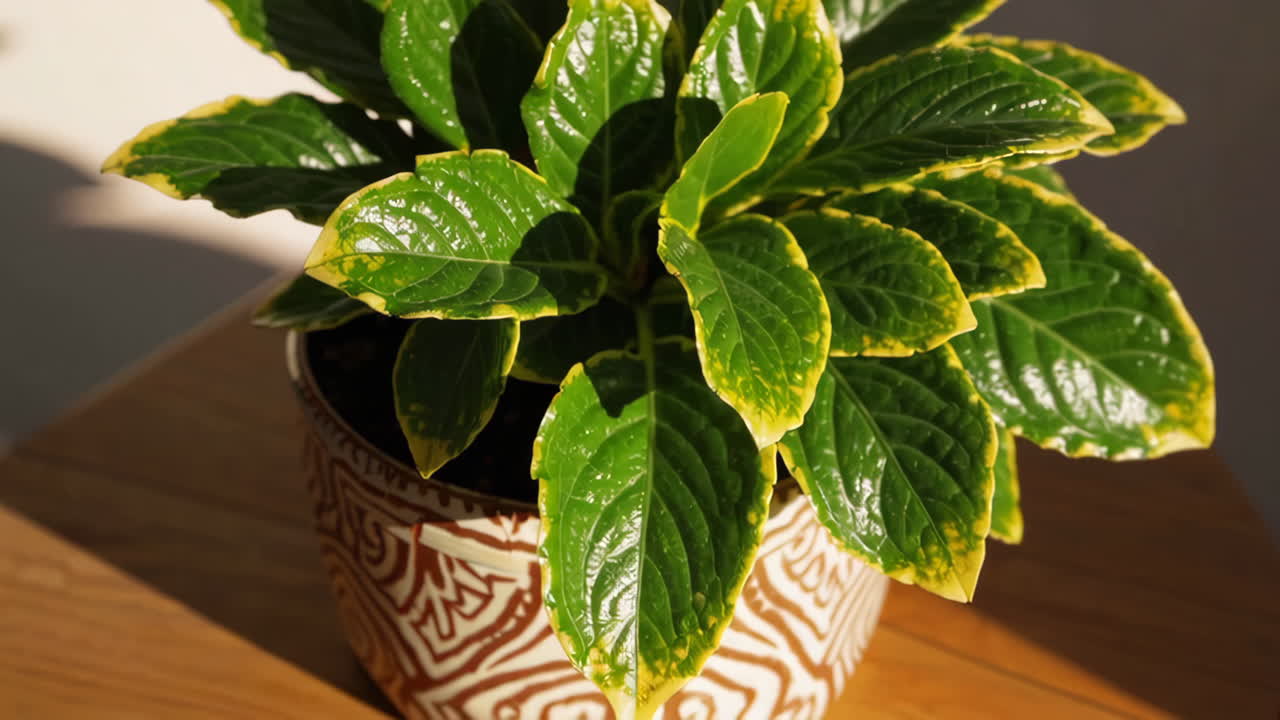 Variegated Plant in a Pot