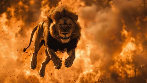 majestic lion in golden hour