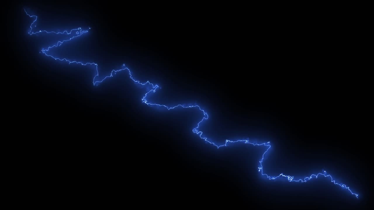 relámpagos azules de corriente eléctrica moviéndose salvajemente a través de un fondo negro