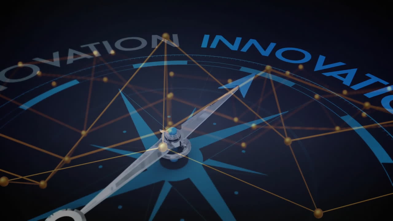 Animation of compass and motivation text over network of connections