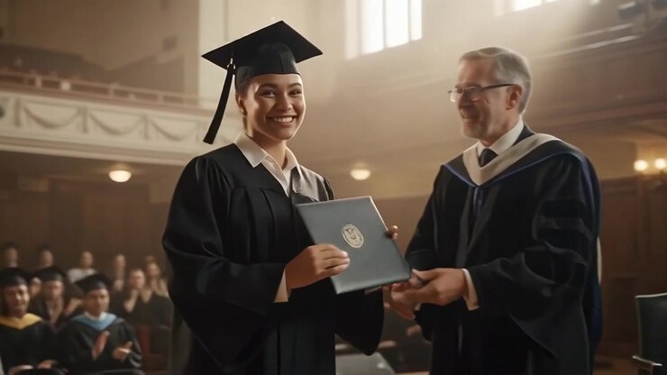 Laureato che riceve il diploma sul palco durante la cerimonia di consegna dei titoli universitari
