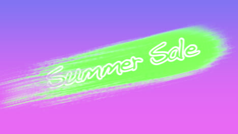 summer sale with green brushes on purple gradient