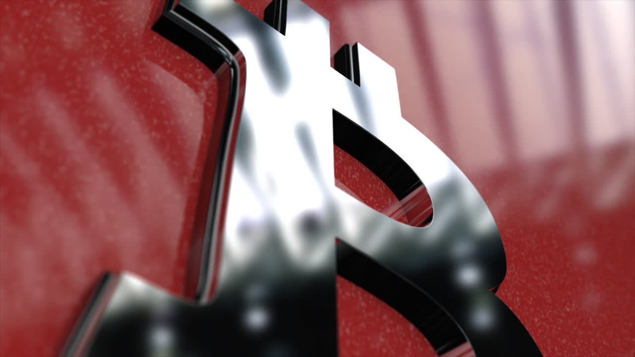 빨간색 배경에 비트코인 로고 클로즈업