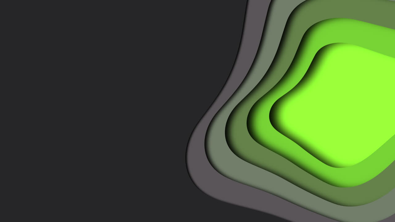 forma ondulada verde vibrante en 3d sobre un fondo oscuro