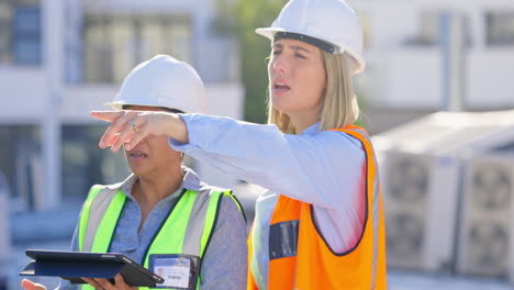 Pointing,-tablet-or-engineering-team