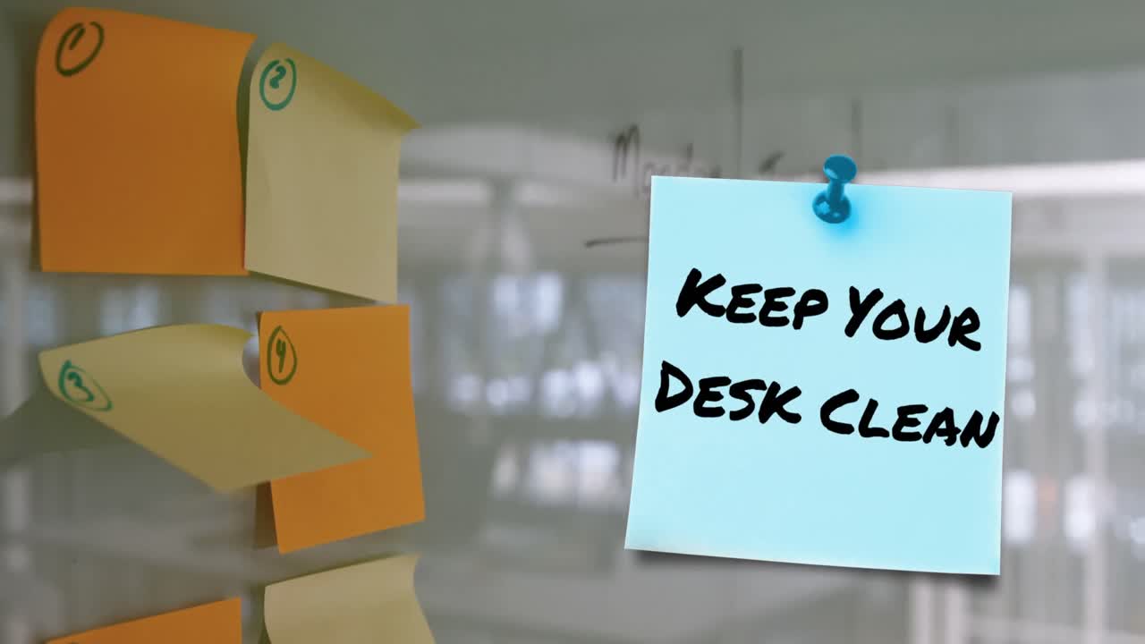 사무실 공간에 대한 책상을 깨 ⁇ 하게 유지하는 애니메이션