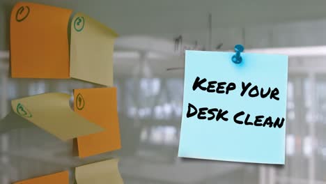 Animation-of-keep-your-desk-clean-note-over-office-space