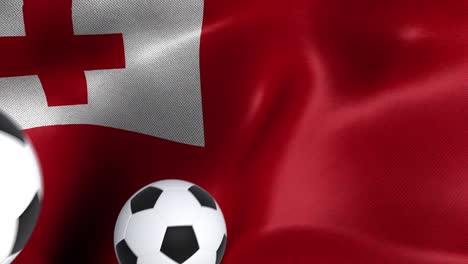 flag of tonga with soccer balls