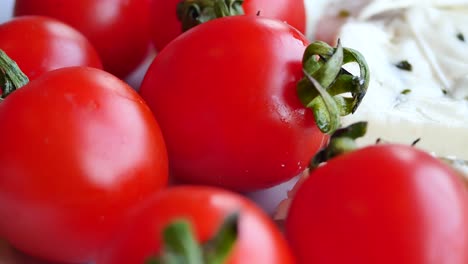 cherry tomato and cheese on plate