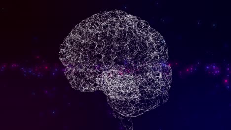 Das-Symbol-Des-Menschlichen-Gehirns-Dreht-Sich-Vor-Blauen-Und-Rosa-Lichtflecken-Auf-Blauem-Hintergrund