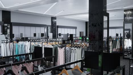 interior of brand new fashion clothes store