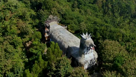 unusual gereja ayam or chicken shaped church in magelang forest, central java