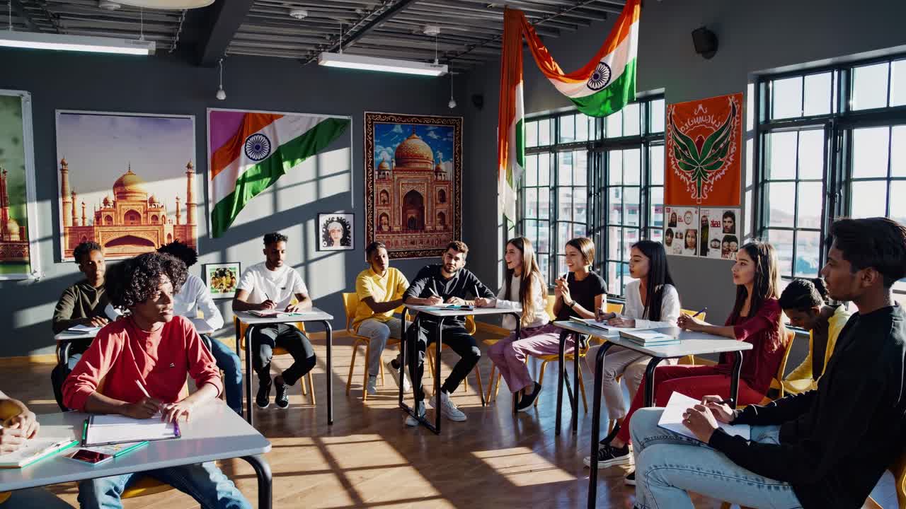 인도 교실의 다양한 학생들