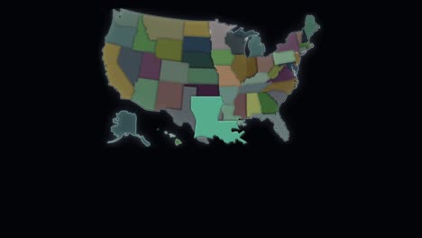 Louisiana-Está-Resaltada---Estados-Unidos---Mapa-De-Estados-Unidos