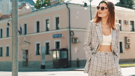 stylish woman in a cityscape