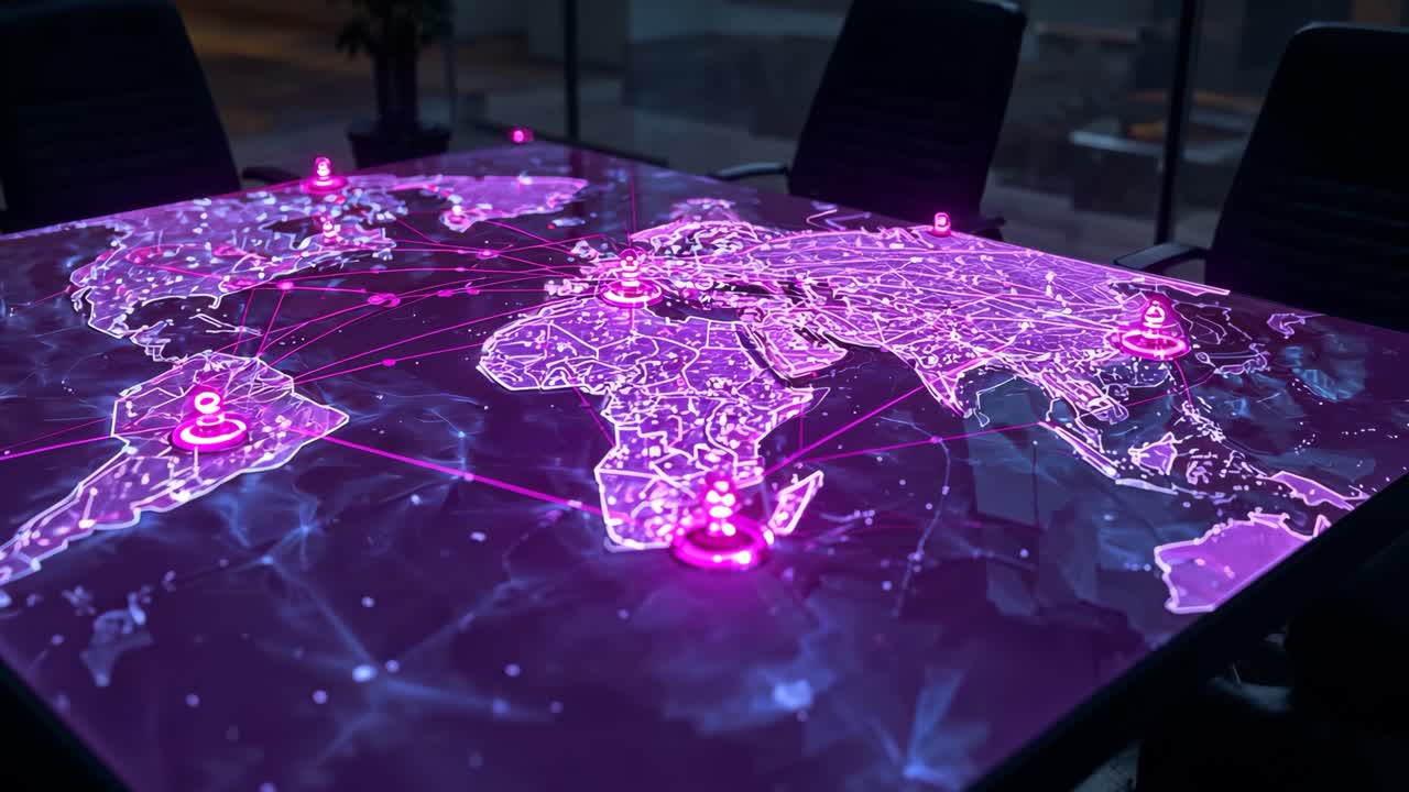 Interactive Global Network Display in a Modern Meeting Room