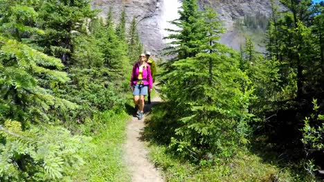 Couple-hiking-in-the-mountain-4k