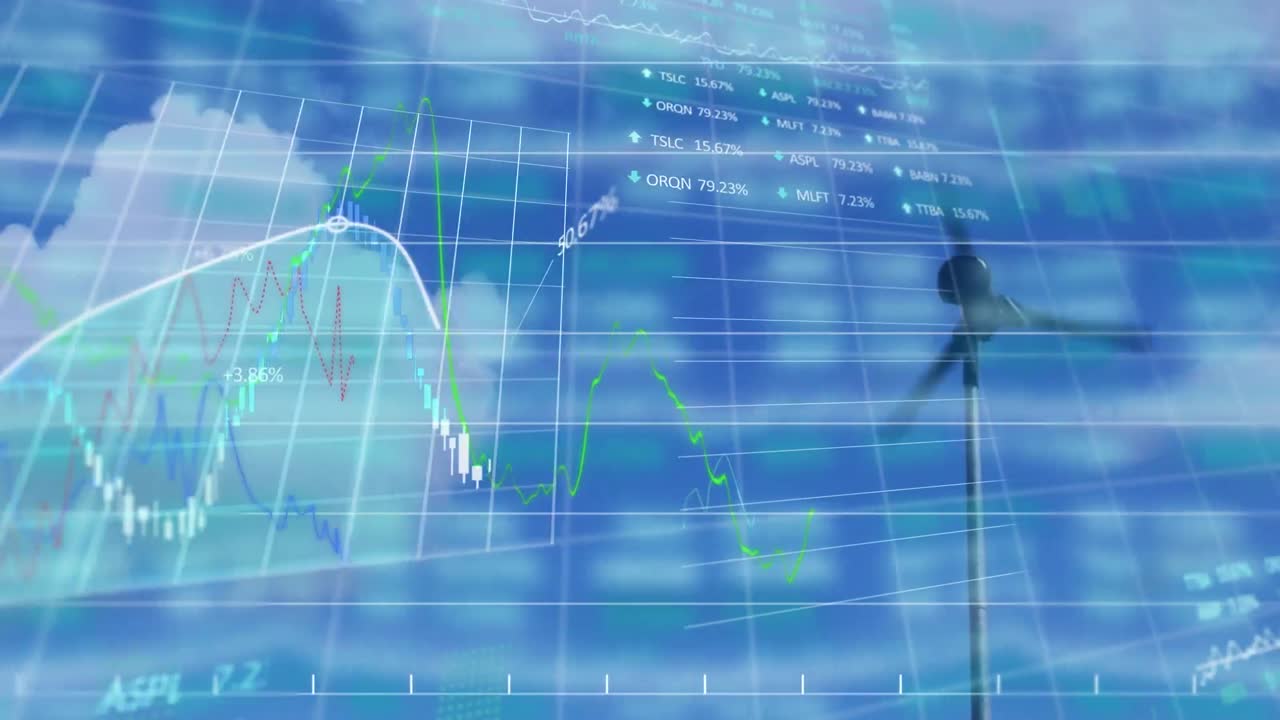 그리드 위의 통계로 녹색 선 처리의 애니메이션