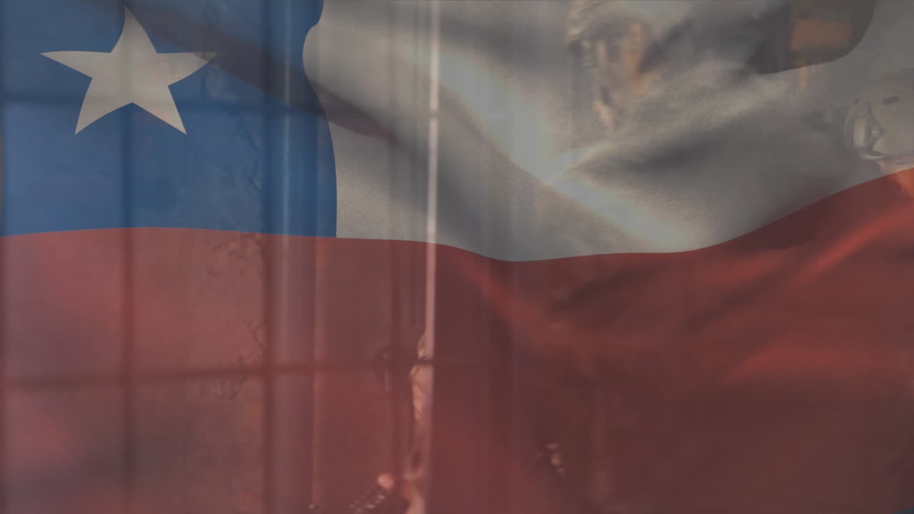 다양한 군인 들 위 에 있는 칠레  ⁇ 발 의 애니메이션