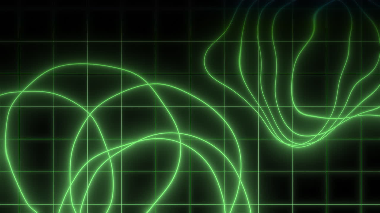 Abstract Neon Green Waves on a Grid