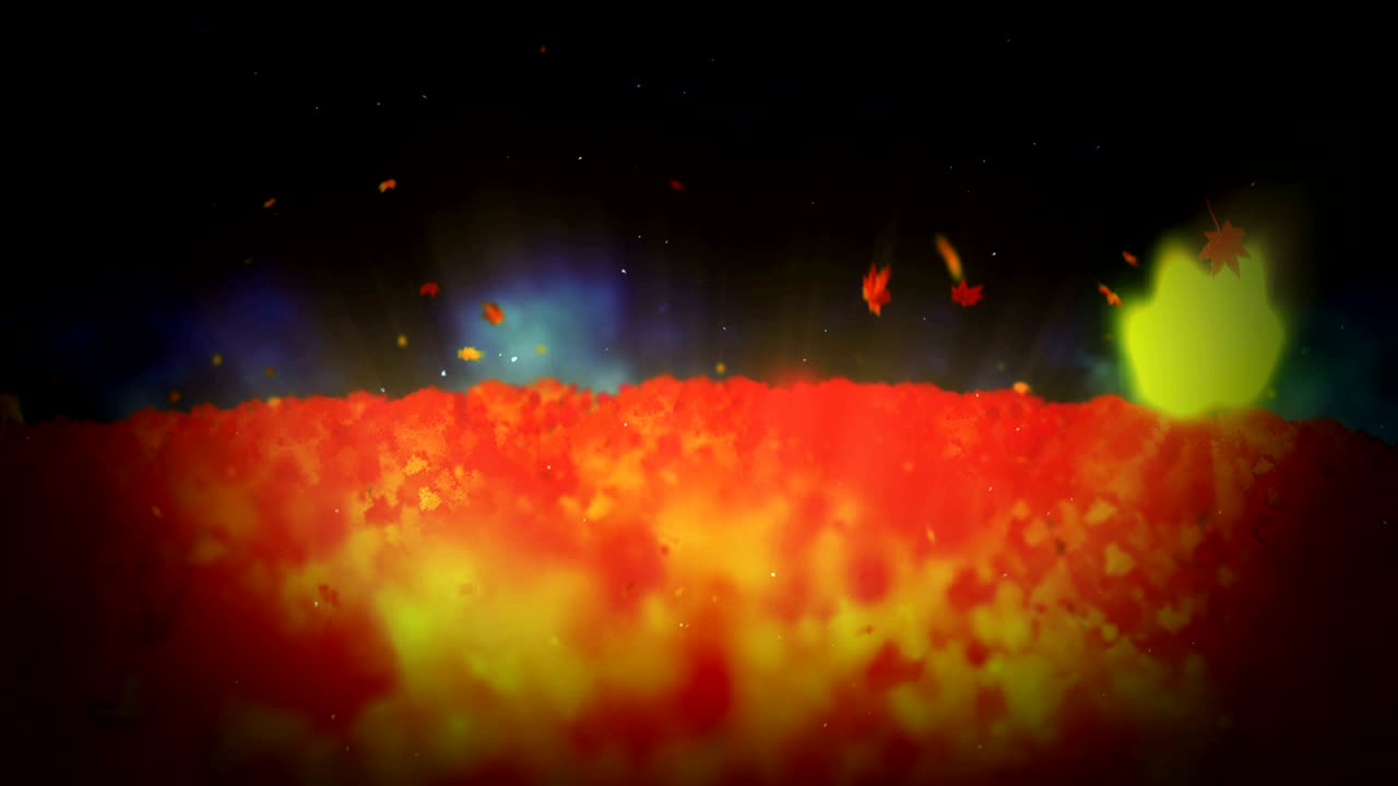 가을의 숲 풍경 일러스트레이션, 추상적인 자연 배경, 메이플 잎 루프 애니메이션