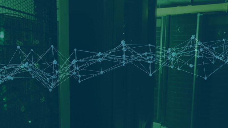 Animation of network of connections over server room