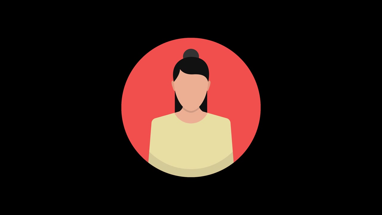 Avatar femminile. Animazione in loop in canale alfa. Risoluzione 4K.