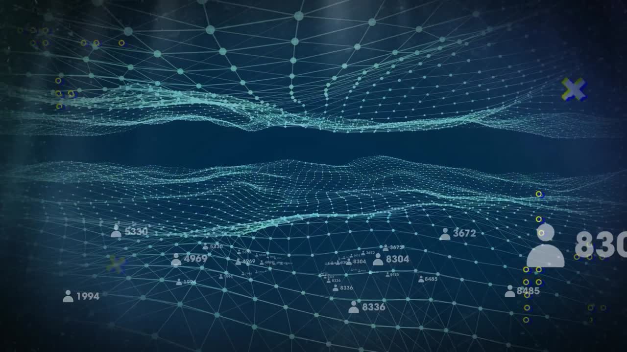 animatie van gegevensverwerking via een netwerk van verbindingen