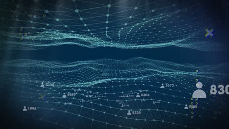 animation of data processing over network of connections