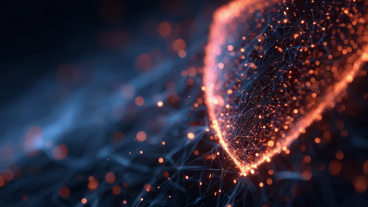 Illuminated Digital Shield: A Stunning Visual Representation of Cybersecurity and Protection in a Complex Network of Light and Color