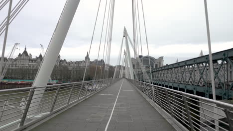 stabilized, 4k shot of the empty golden jubilee bridge, london, during the covid19 pandemic