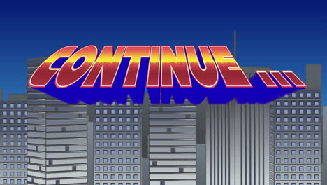 continue sign and buildings