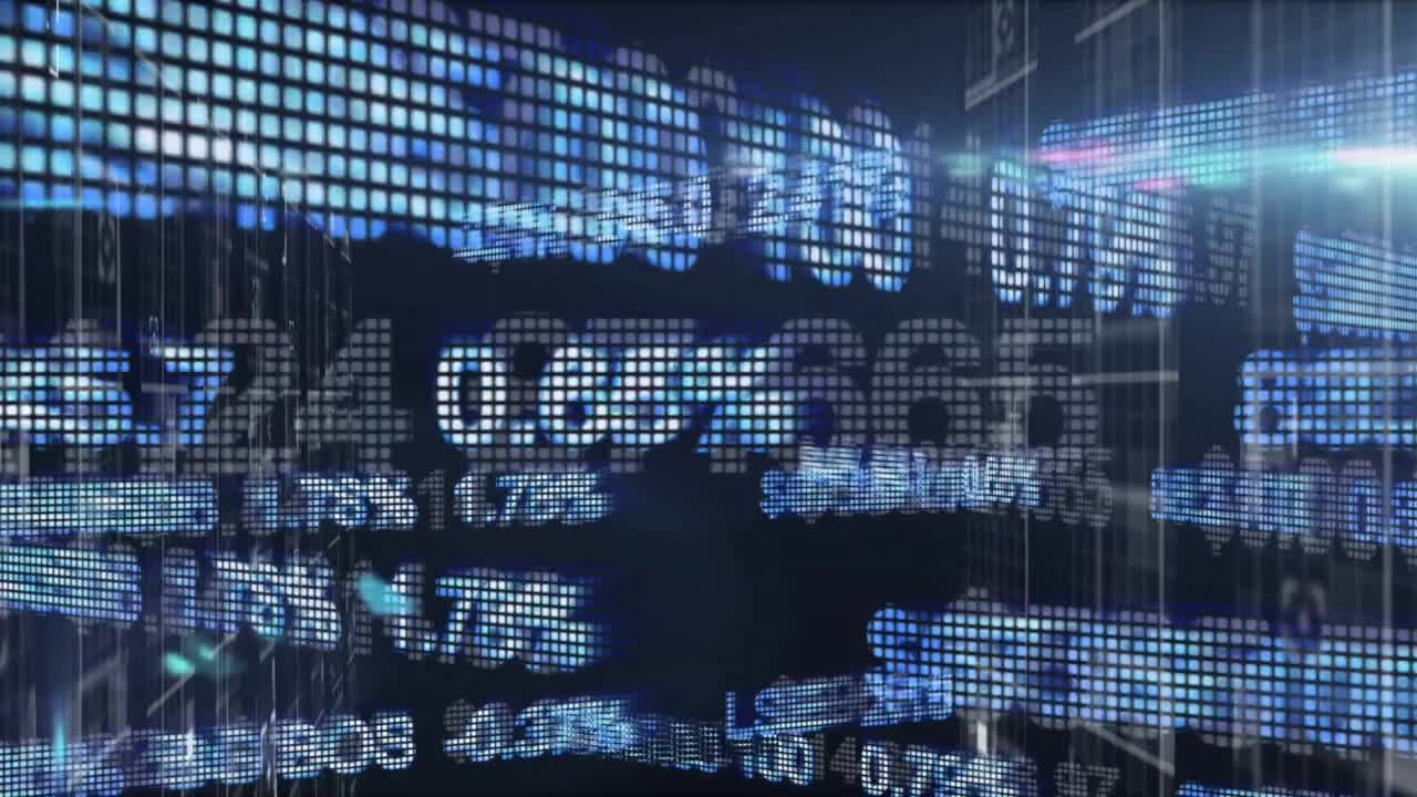 Stock market data processing against black background