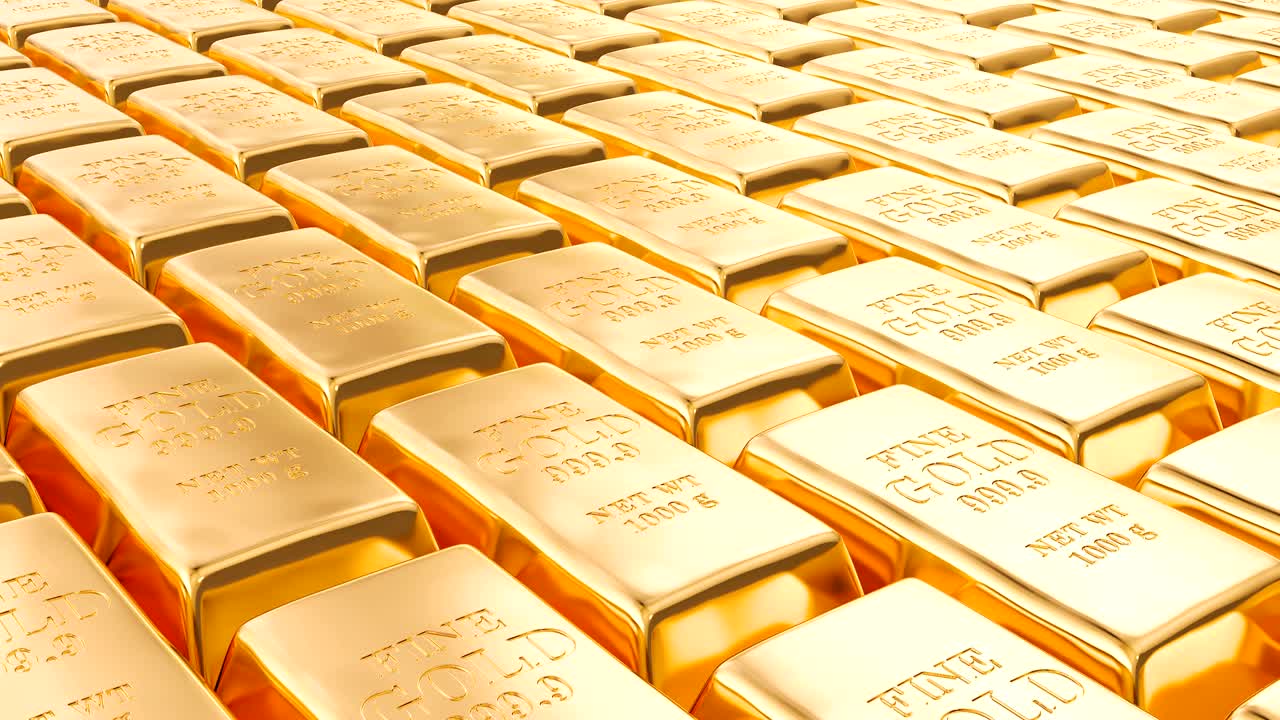 골드 링그, 루프 애니메이션 배경, 3d 렌더링