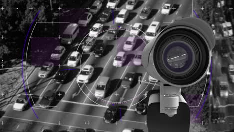 animación del visor y la cámara de seguridad sobre el tráfico vial