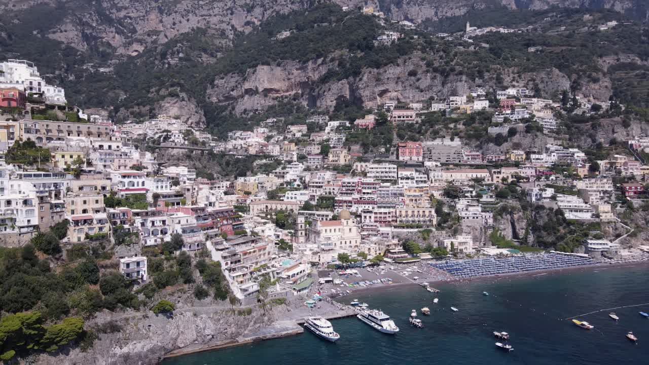 Aerial drone shot of the Amalfi Coast’s stunning coastline