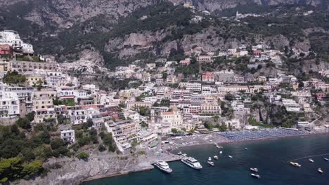 aerial drone shot of the amalfi coast’s stunning coastline
