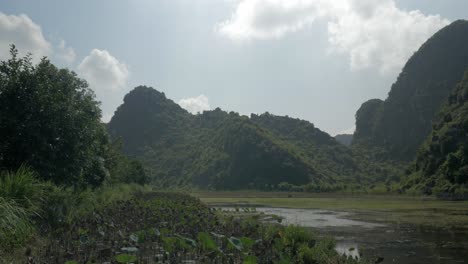 islotes verdes y cementerio en el agua vietnam