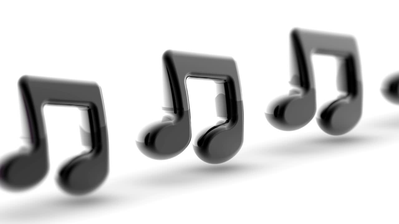 Musical note. Looping footage has 4K resolution.