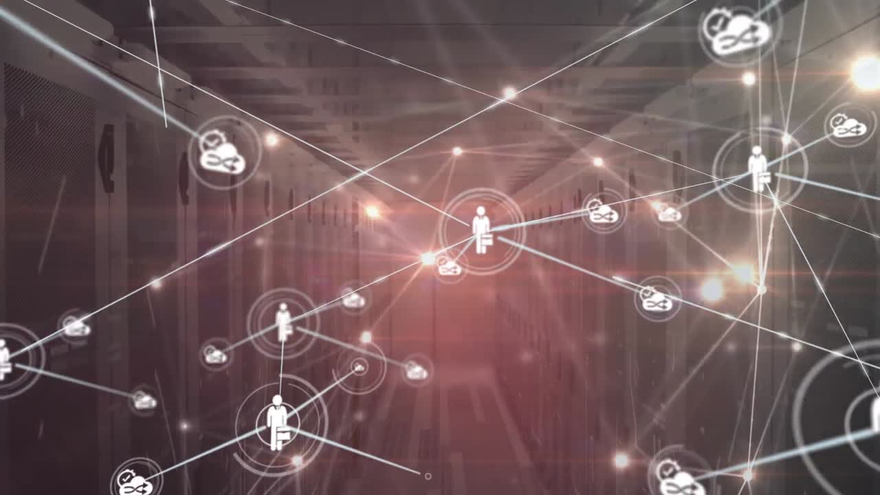 서버  ⁇  위의 아이콘으로 연결 네트워크의 애니메이션