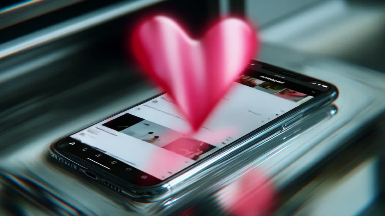Capturing Moments of Connection: A Glimpse into Digital Affection as a Mobile Phone Displays Heartfelt Interactions and Engaging Content, Reflecting Modern Relationships in a Digital Age