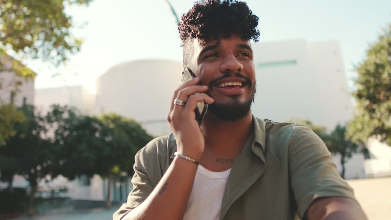Man Talking on Phone Outdoors
