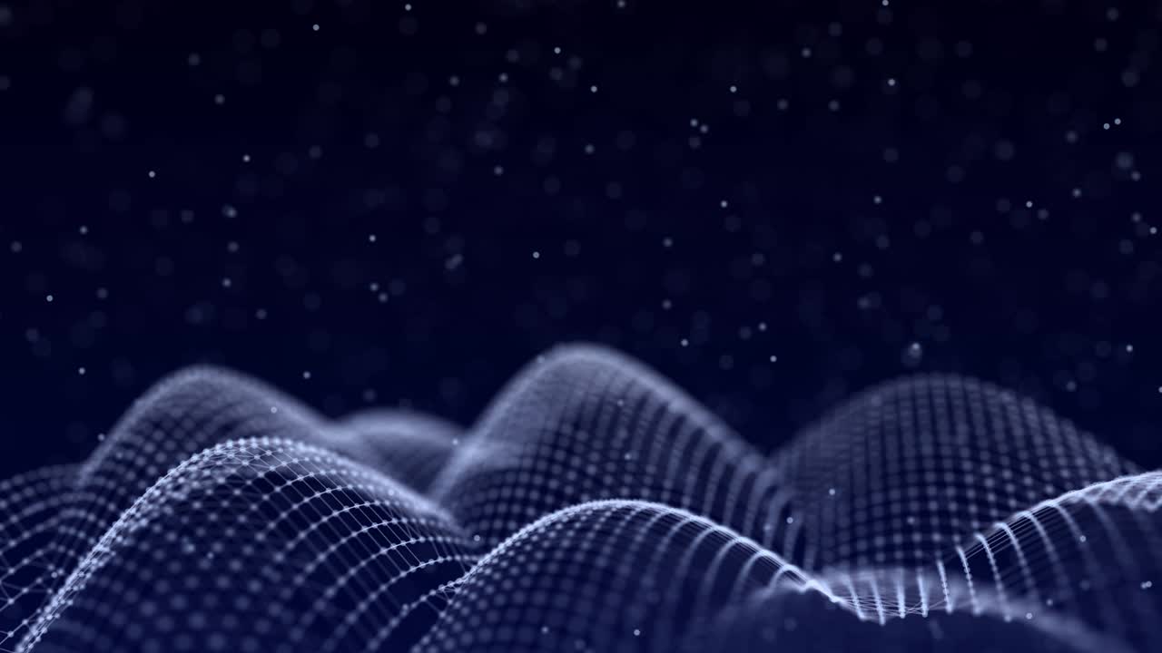 The structure of connecting to the network of moving points. Information flow of particles. Digital background. 3D rendering.