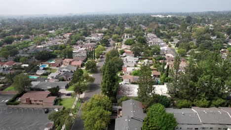 pasadena aerial view above urban residential district neighbourhood real estate streets moving forward