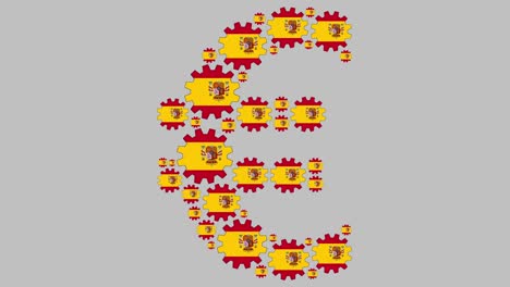 engranajes de la bandera española que dan forma al símbolo del euro