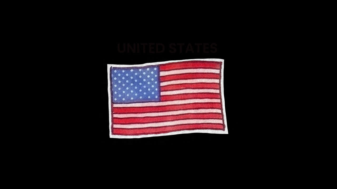 Håndtegnet amerikansk flag på sort baggrund