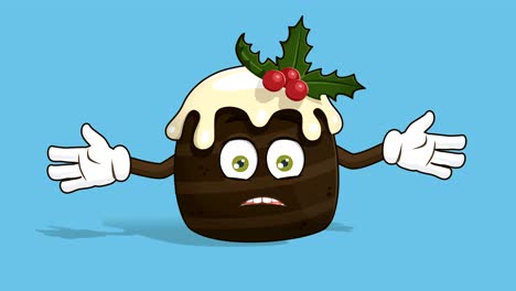 el pastel de navidad de dibujos animados no sabe encogerse de hombros con la animación de la cara alfa mate