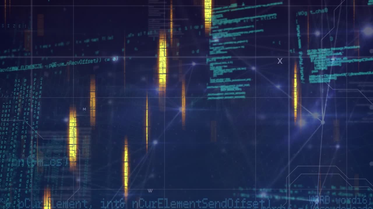 Animation of data processing over casino playing chips