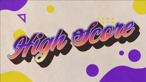 high score text with colorful shapes in animation