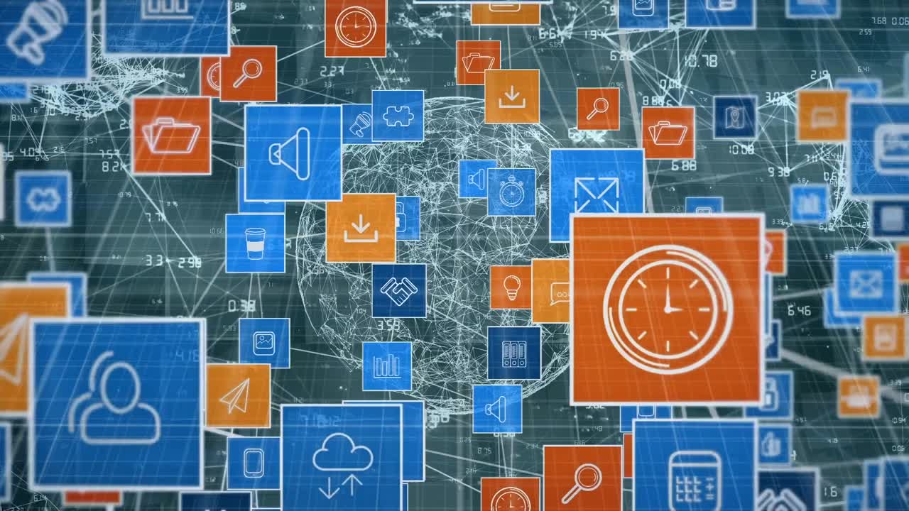 animación de iconos de medios en todo el mundo